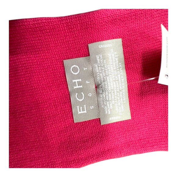 Vintage Echo Soft Pink Knit Scarf Gloves Set Faux Leopard Fur Trim Gift Box NEW - Picture 5 of 6